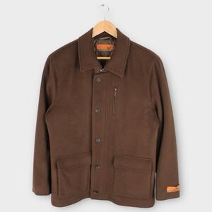 Enzo Tovare Wool Jacket Men's M Brown Quilted Lined Button Coat Italian Style